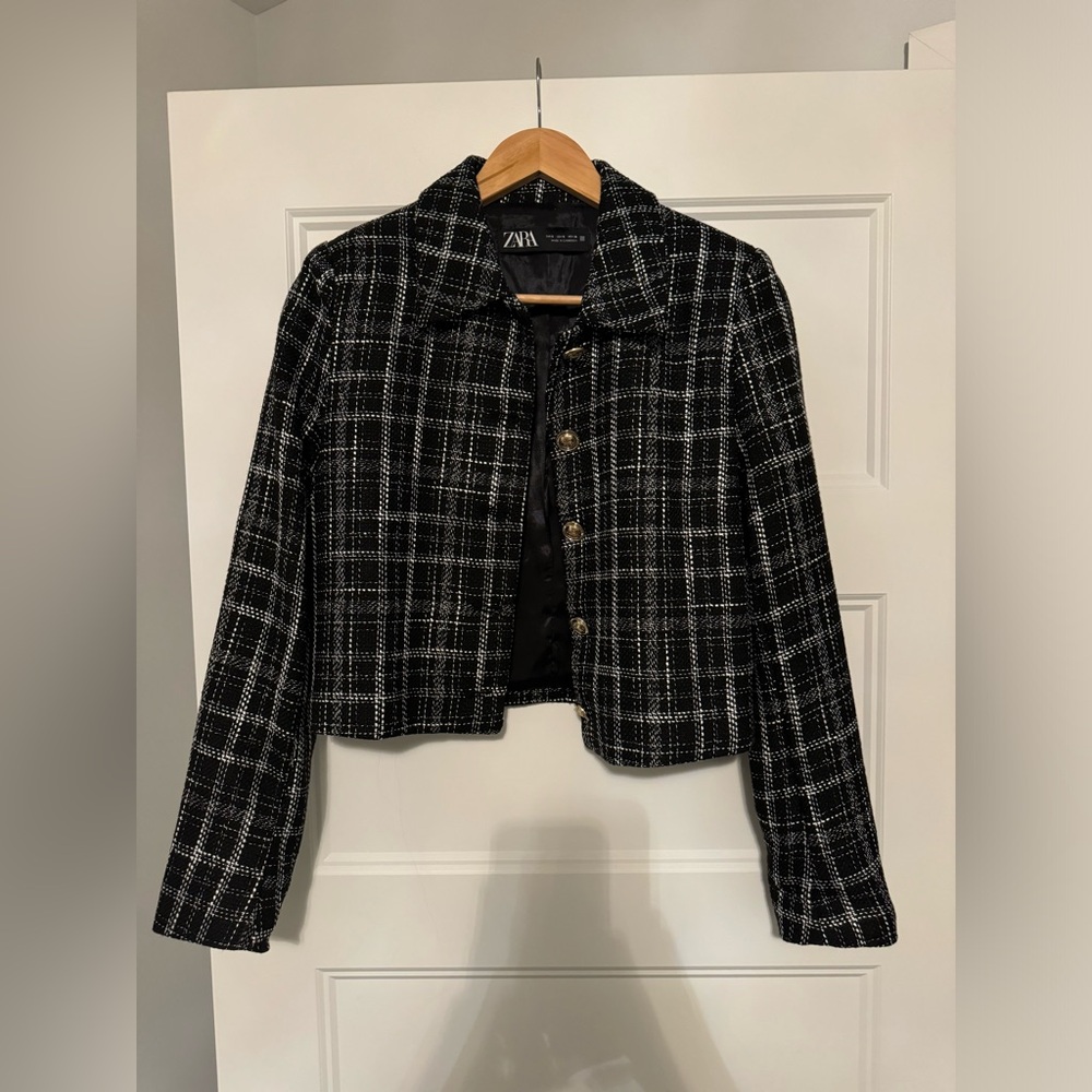 Zara cropped tweed blazer